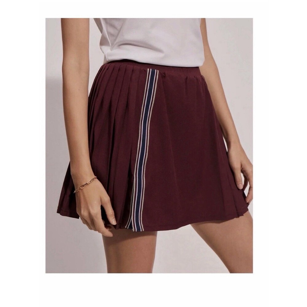 Varley Port Neyland High Rise Tennis Skort XS Burgundy Pleated